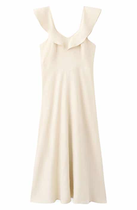 Ruffle Linen Blend Midi Dress