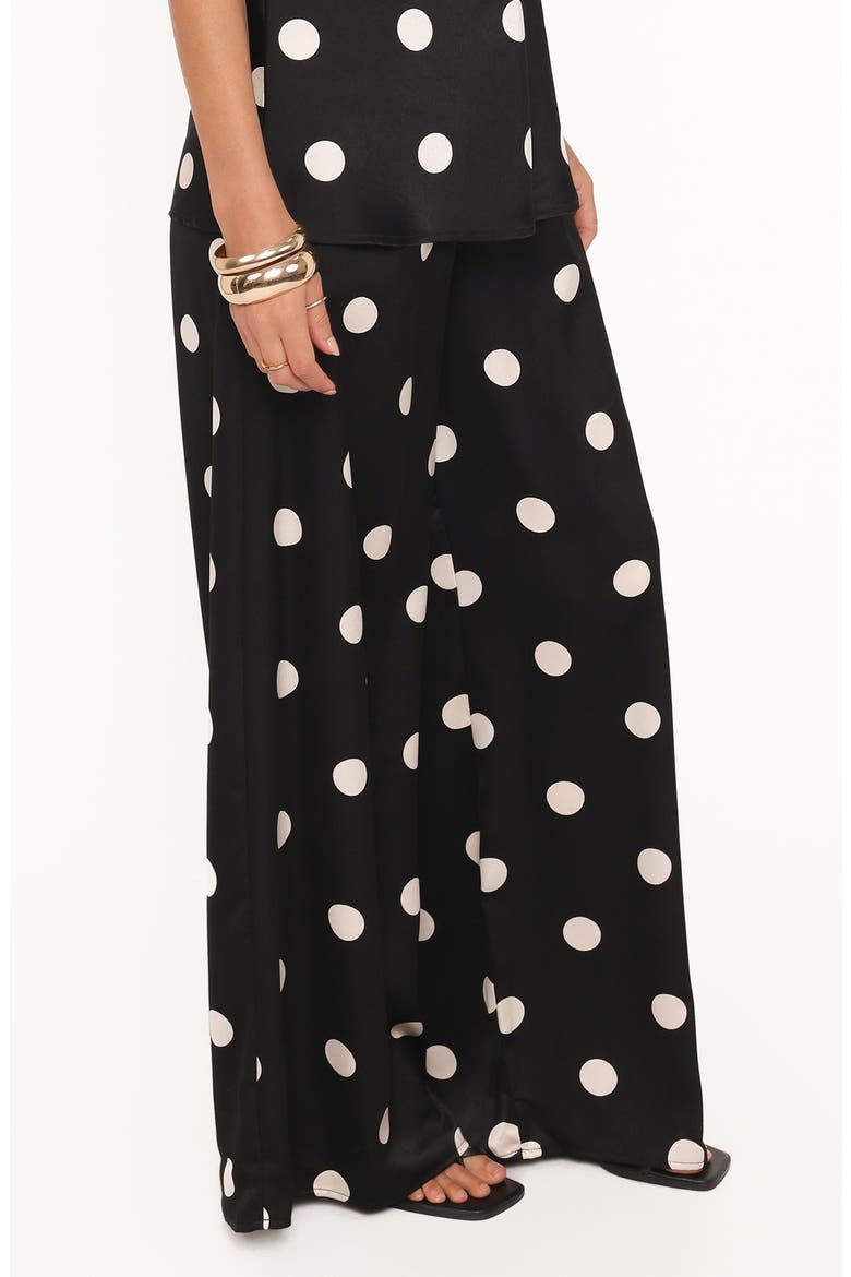 Belinda Polka Dot Wide Leg Drawstring Pants, Alternate, color, BLACK/ CREAM