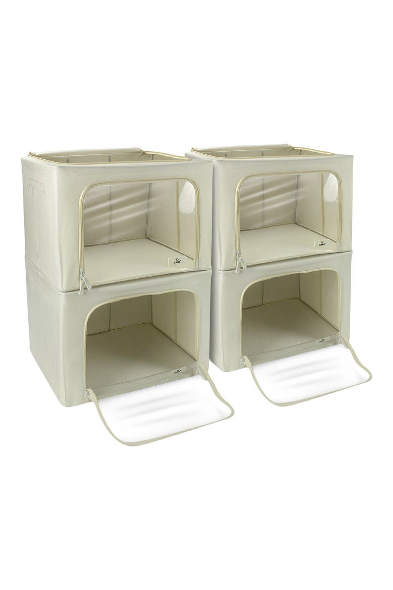 4-Pack Jumbo Foldable Storage Boxes, Main, color, BEIGE