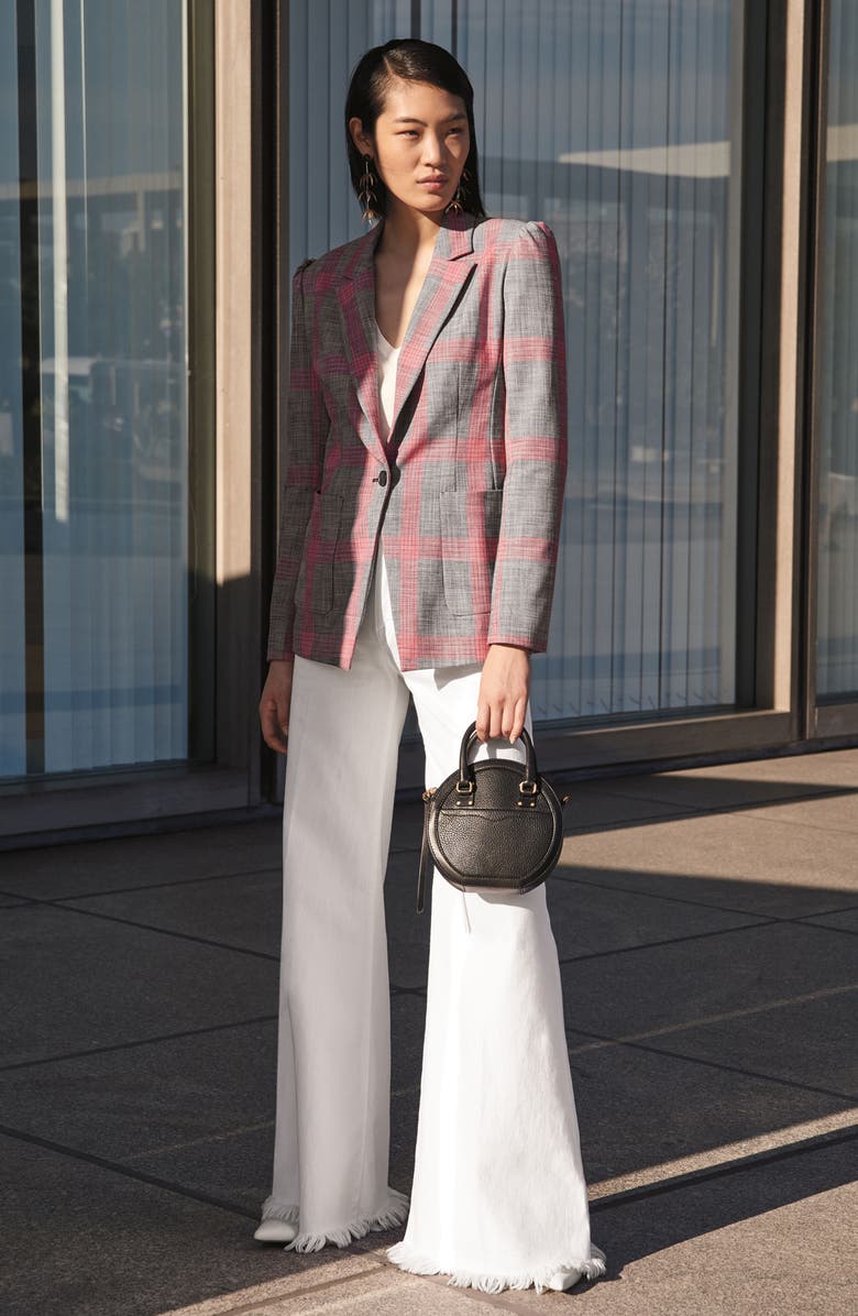 Halogen<sup>®</sup> Windowpane Plaid One Button Blazer, Main, color, 