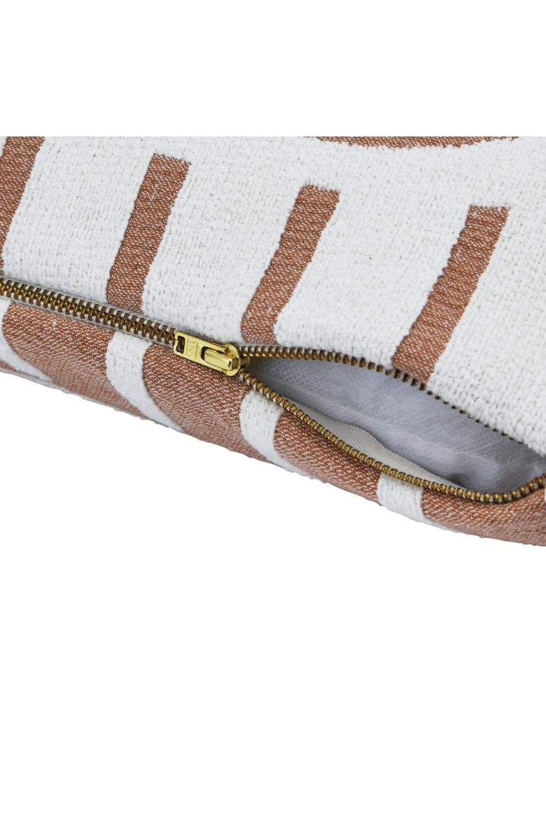 Woven Cotton Reversible Pillow with Lines, Alternate, color, Tan