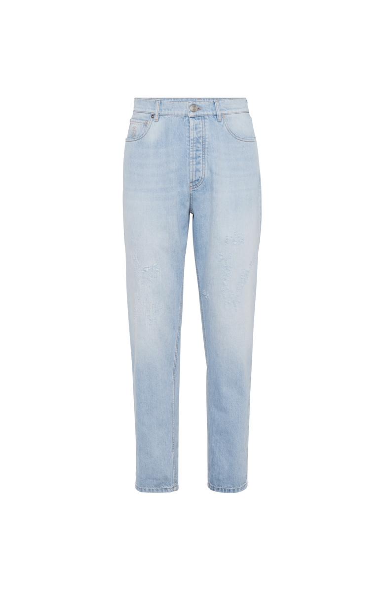 Brunello Cucinelli Denim trousers with rips, Main, color, Light Blue Denim