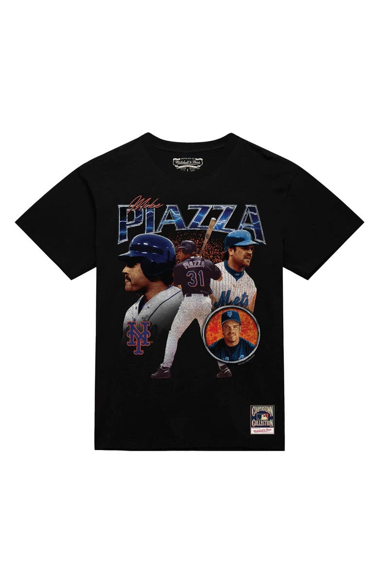 Mitchell & Ness Men's Mike Piazza Black New York Mets 2000 Subway Series 25th Anniversary Power T-Shirt, Alternate, color, Black