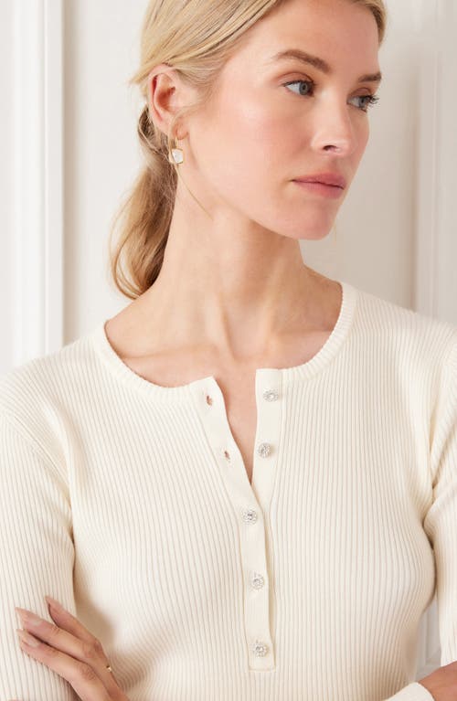 Karen Kane Rib Henley Sweater In White