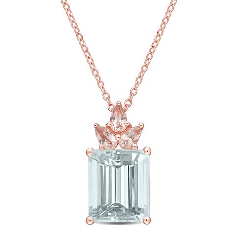 Aquamarine & Morganite Drop Necklace