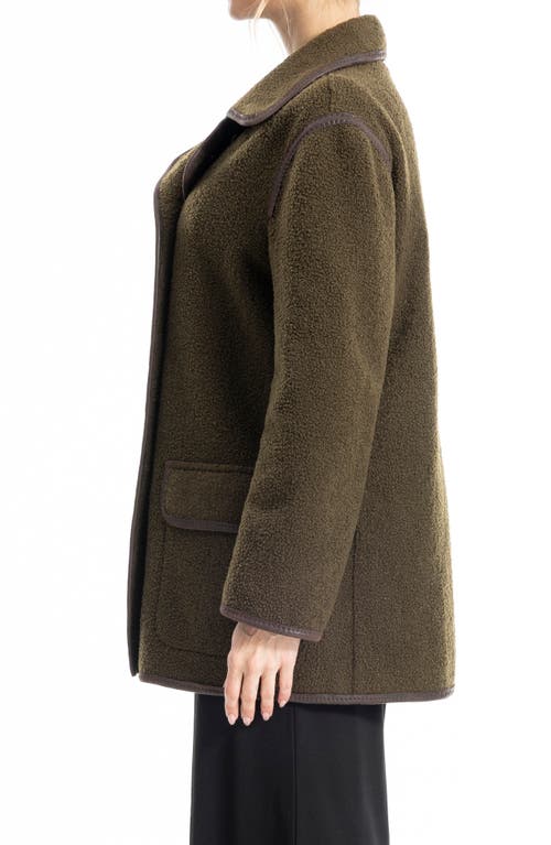 Max Studio High Pile Fleece Jacket In Green