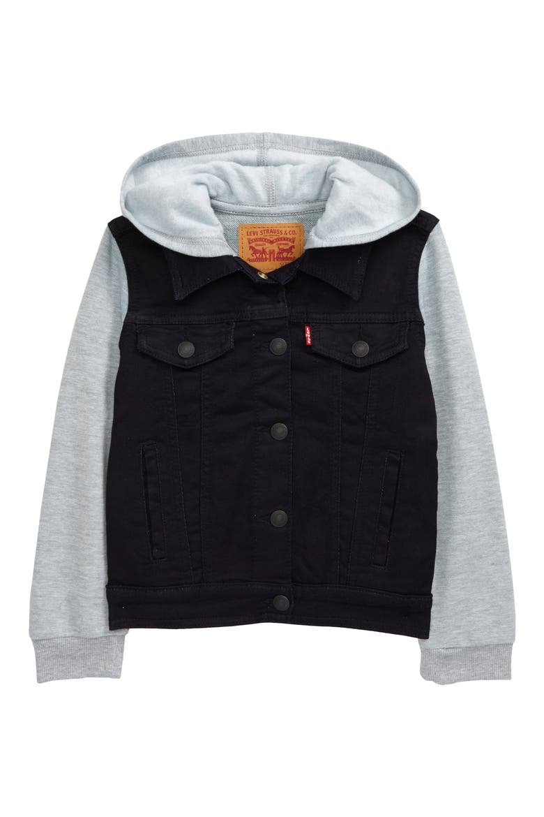 Levi's® Hooded Trucker Jacket, Main, color, BLACK RINSE