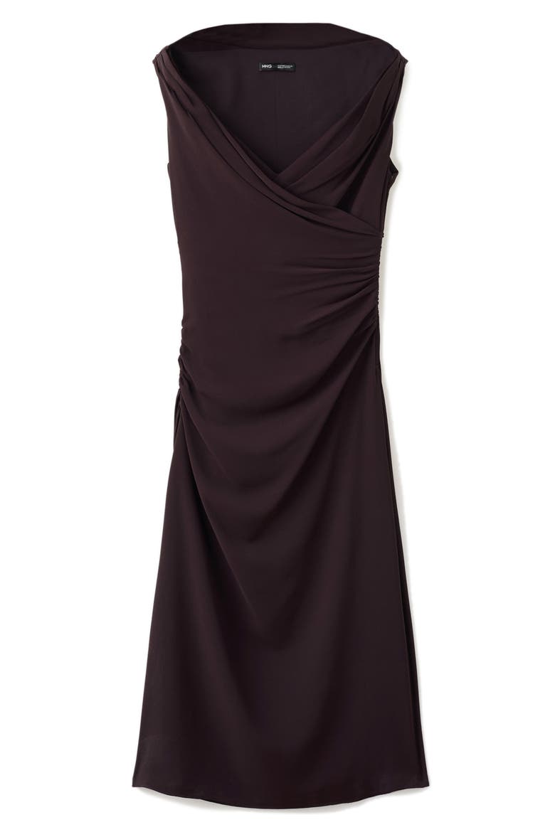 Ruched Off the Shoulder Dress, Main, color, BROWN