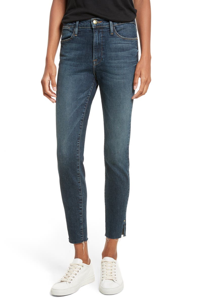 FRAME Le High Slit Ankle Skinny Jeans, Main, color, 