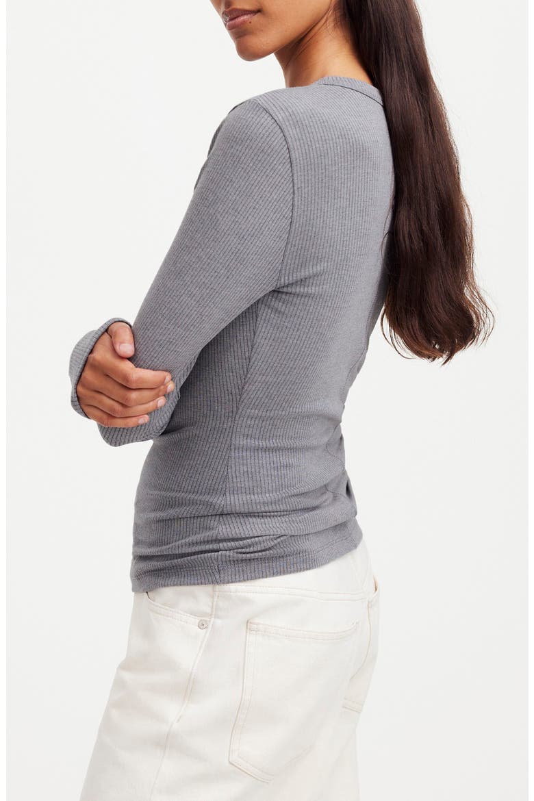 Drapey Long Sleeve Rib T-Shirt, Alternate, color, HTHR BLACK CHARCOAL