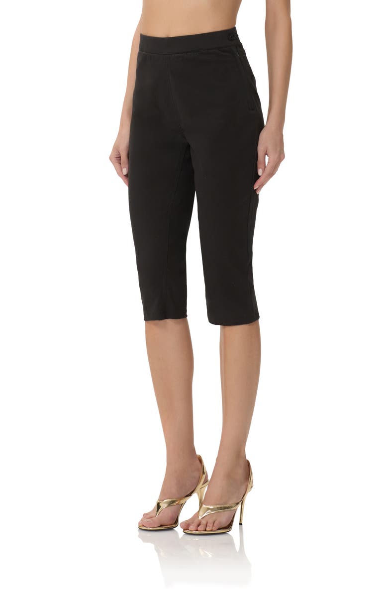 AFRM Calla Faux Leather Capri Pants, Alternate, color, Noir