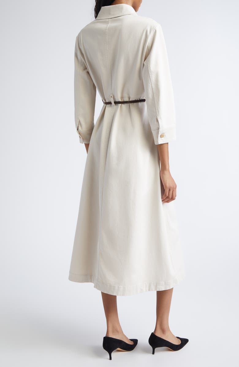 Max Mara Amelia Belted Long Sleeve Stretch Cotton Shirtdress, Alternate, color, Sand
