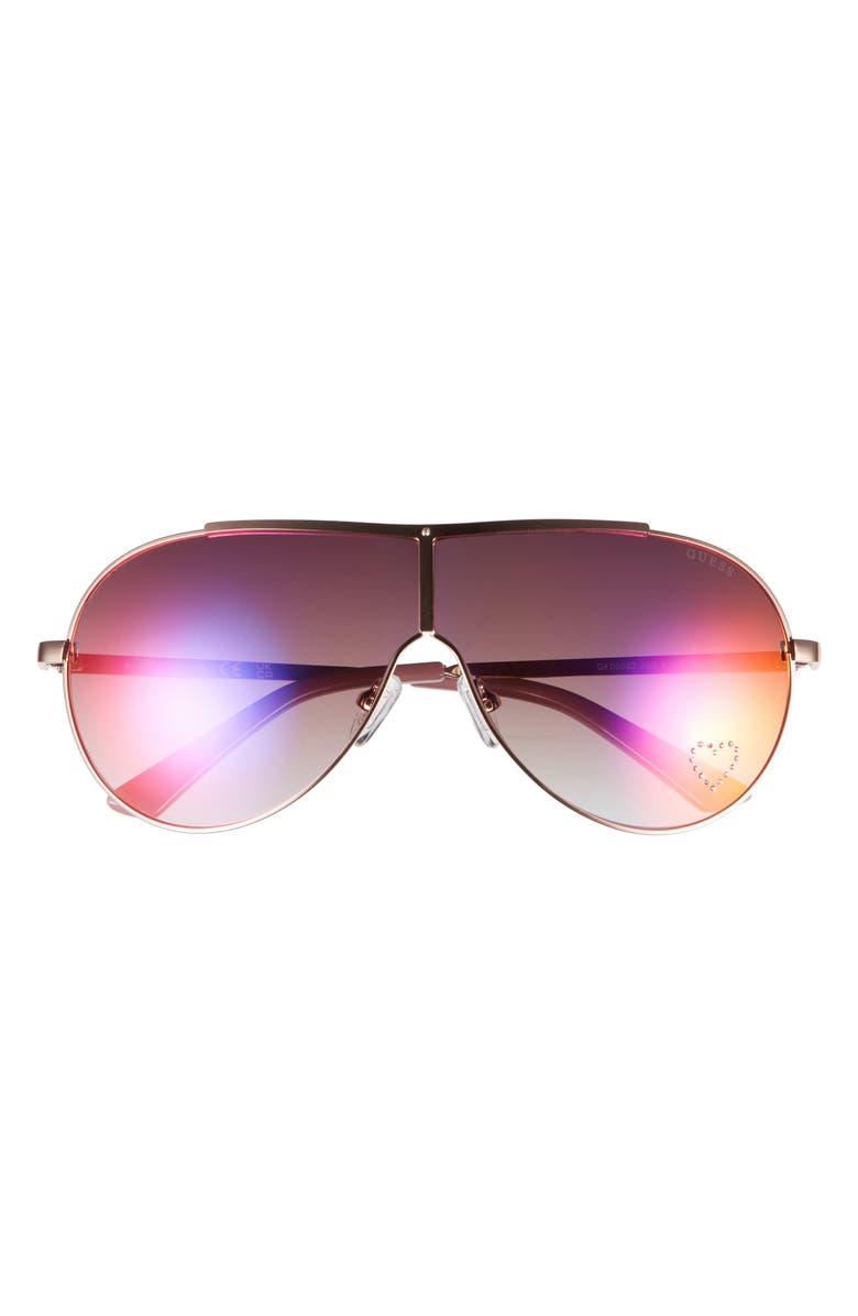 GUESS 67mm Gradient Shield Sunglasses, Main, color, Rose Gold / Gradient Smoke