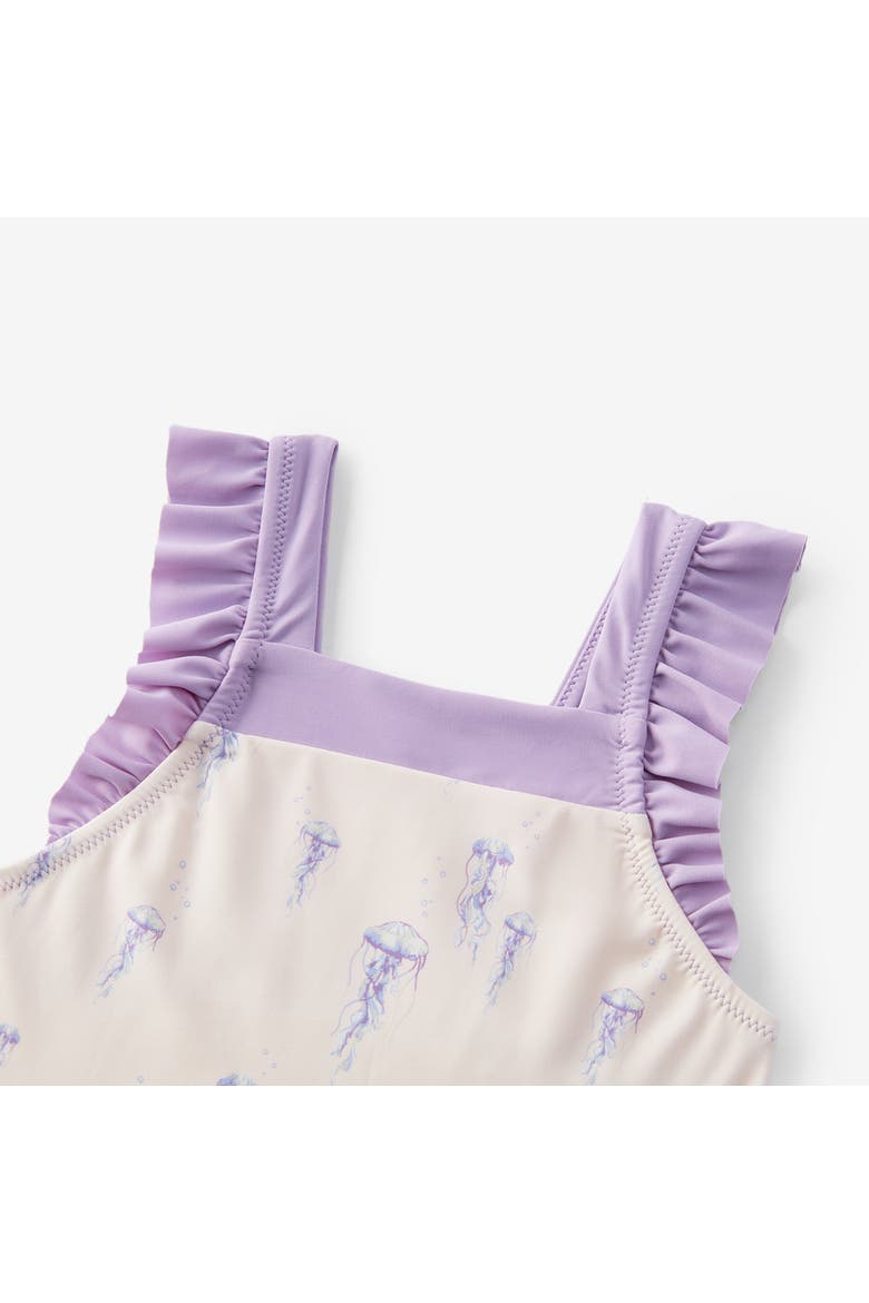 Ruffle Square Neck Swimsuit, Alternate, color, Sunset Jellyfish