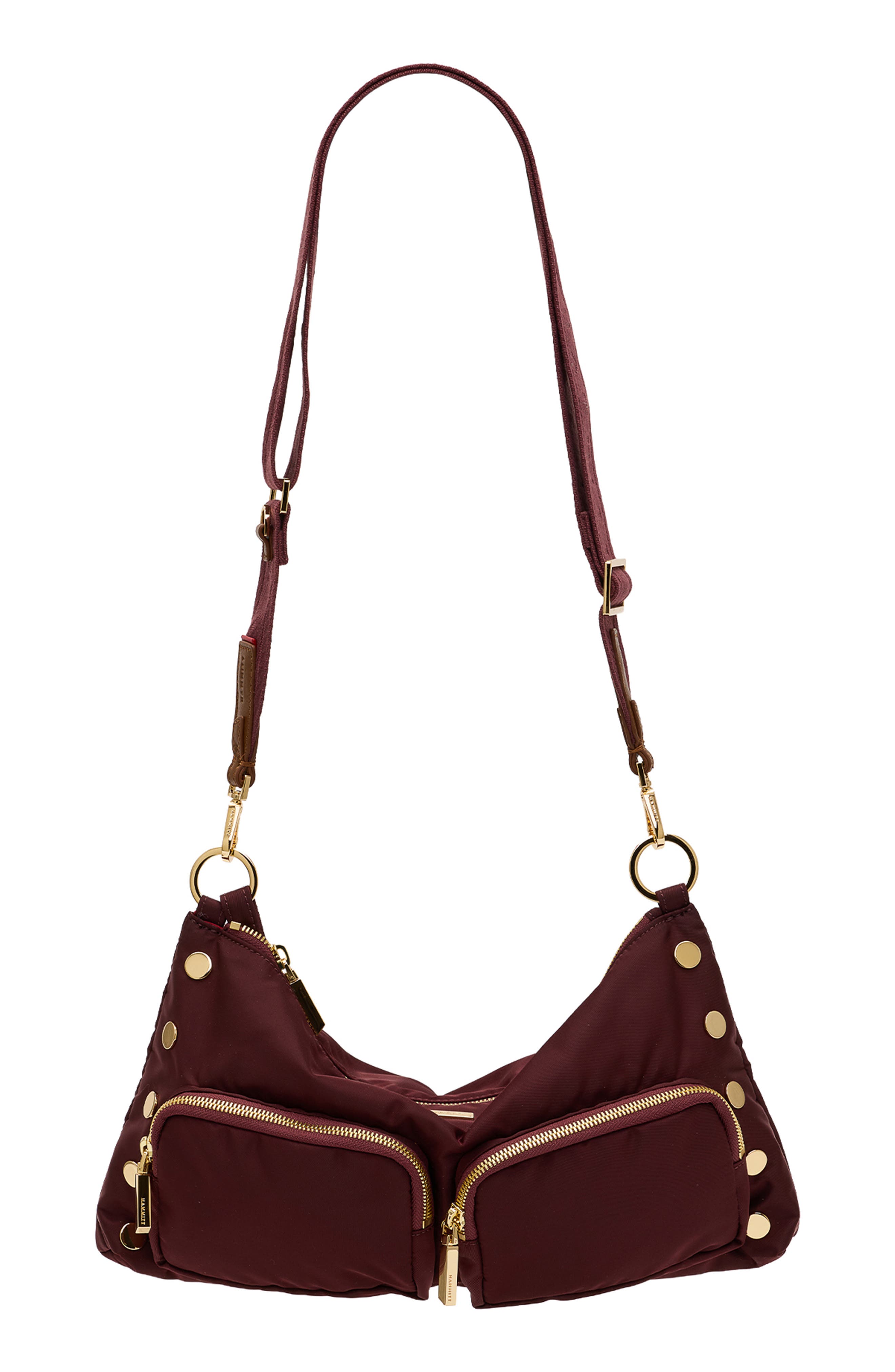 Kyle Medium Nylon Hobo Bag, Alternate, color, WINE NYLON/ GOLD