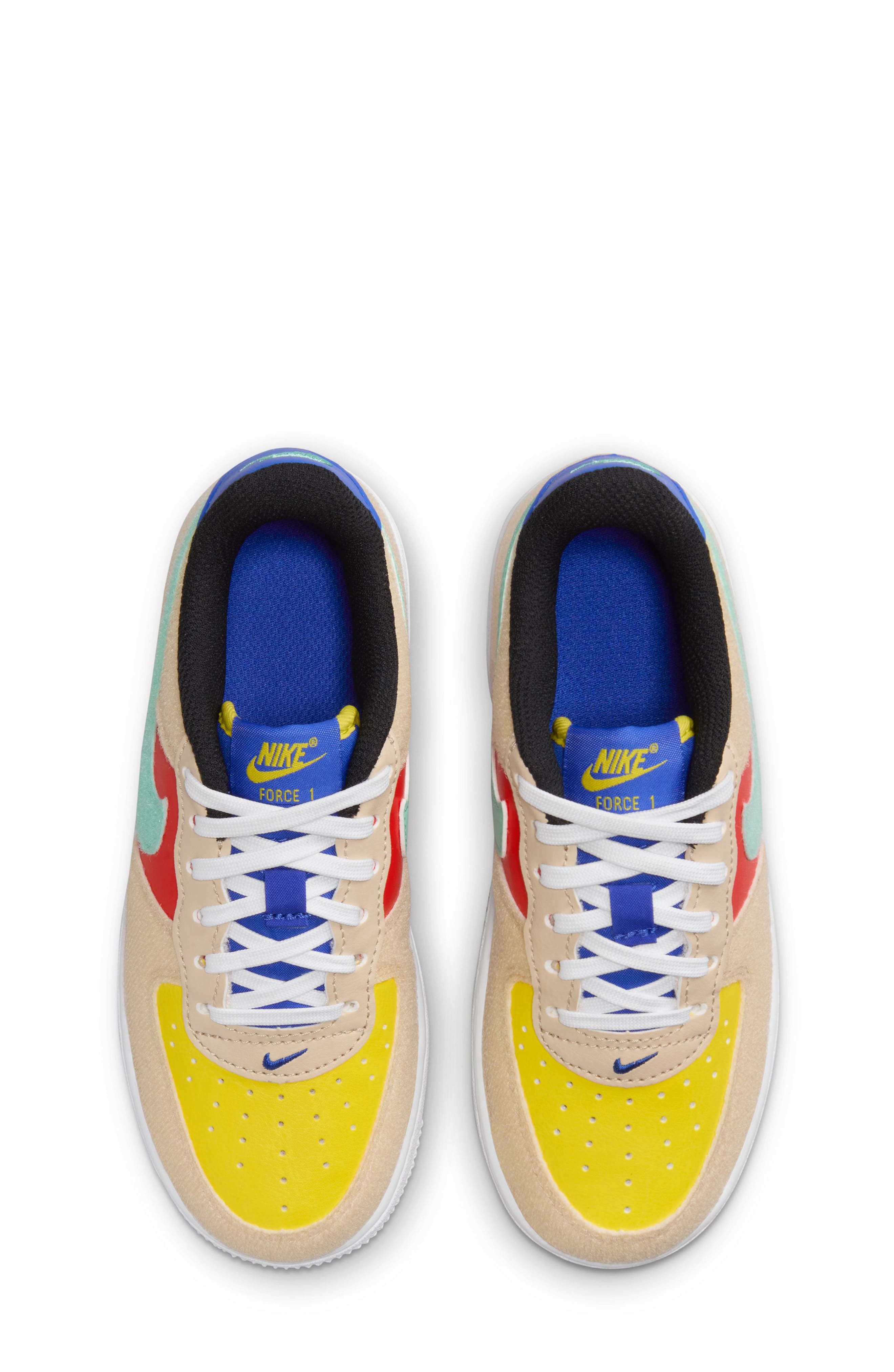 Kids' Air Force 1 LV8 Sneaker, Alternate, color, SAND DRIFT/ EMERALD/ RED