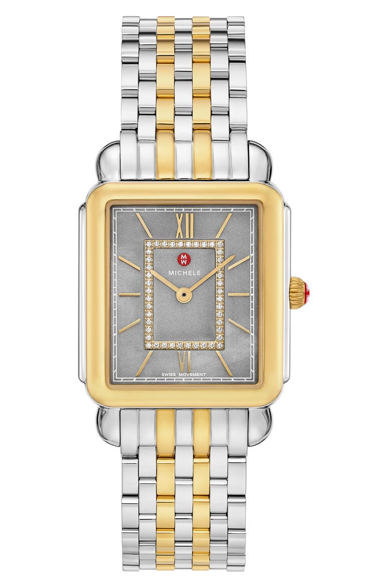 Deco II Two-Tone Diamond Quartz Bracelet Watch, 32mm, Main, color, TWO TONE