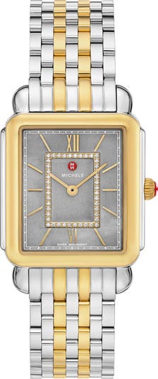 Deco II Two-Tone Diamond Quartz Bracelet Watch, 32mm