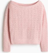 H&M Pointelle-knit Off-the-shoulder Jumper