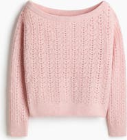H&M Pointelle-knit Off-the-shoulder Jumper