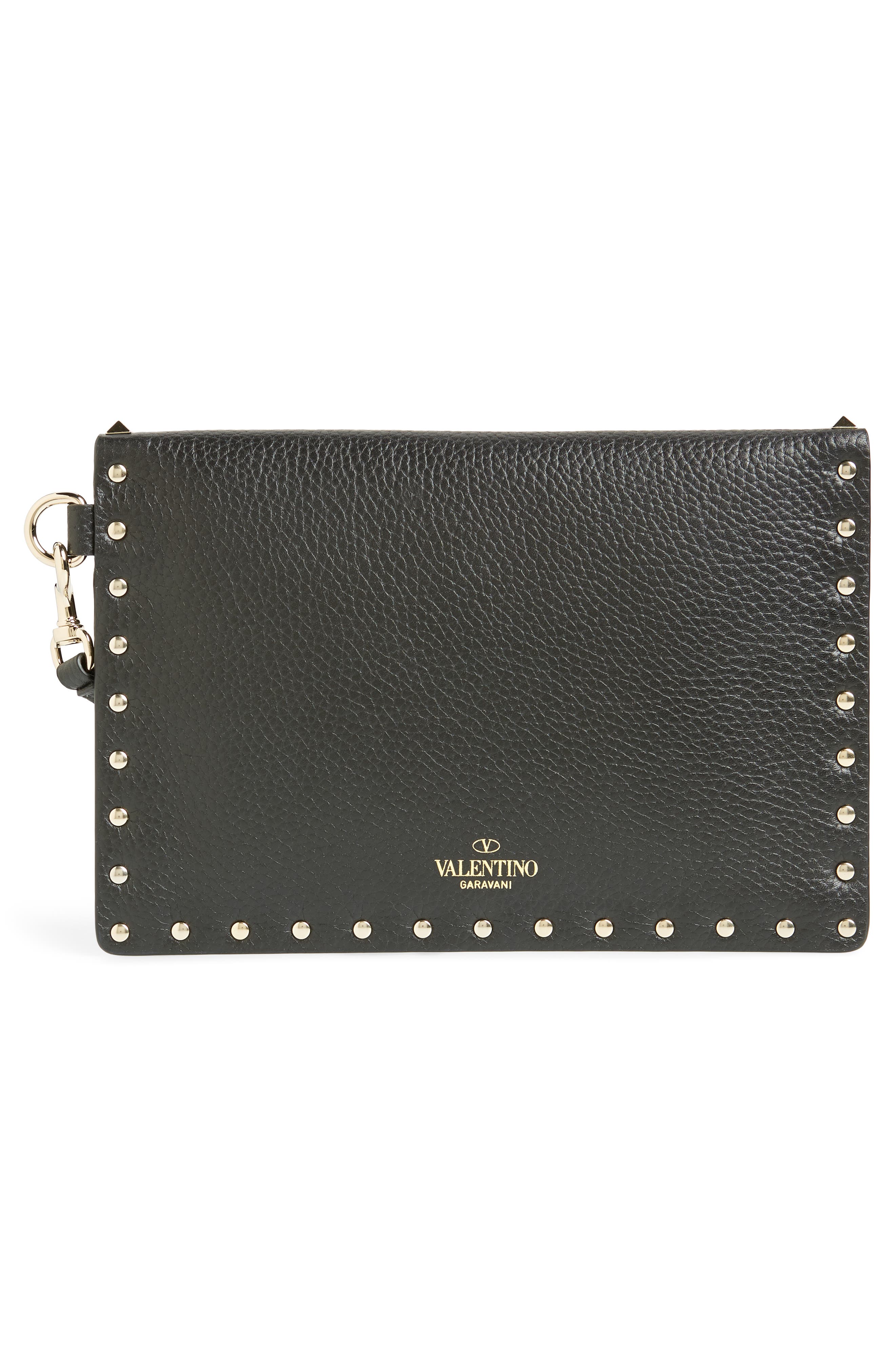 Valentino Garavani Medium Rockstud Leather Envelope Pouch, Alternate, color, 