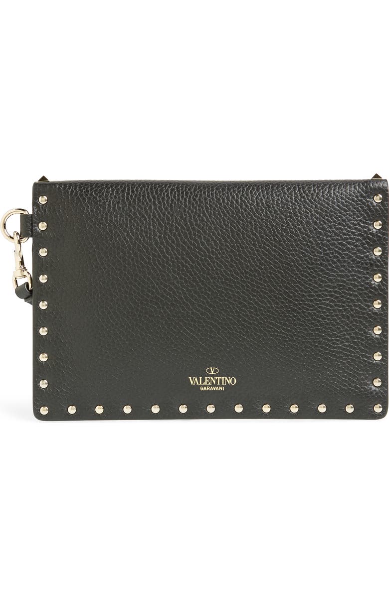 Valentino Garavani Medium Rockstud Leather Envelope Pouch, Alternate, color,