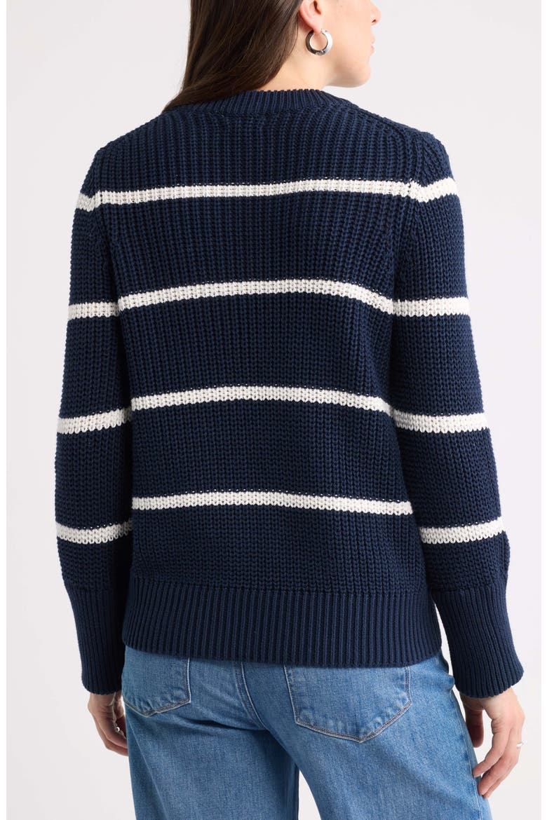 Striped Shaker Stitch Crewneck Sweater, Alternate, color, NAVY- IVORY FIA STRIPE