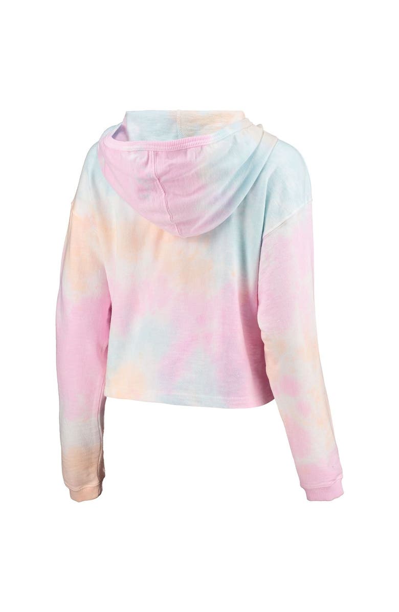 LEAGUE COLLEGIATE WEAR Women's League Collegiate Wear Pink/White LSU Tigers Tie-Dye Cropped Pullover Hoodie, Alternate, color,