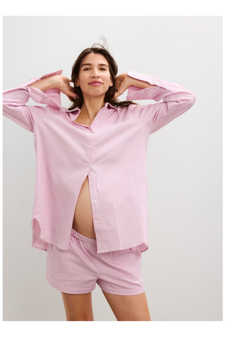 The Maternity Side Tie Short, Alternate, color, Purple/Pink Stripe