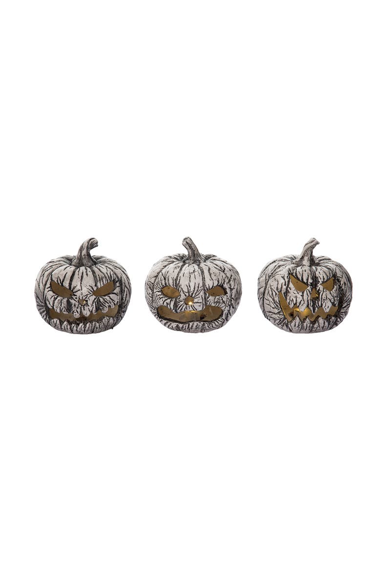 Transpac Light Up Spooky Moldy Pumpkin Decor Multicolored Halloween Figurines, Main, color, Multicolored