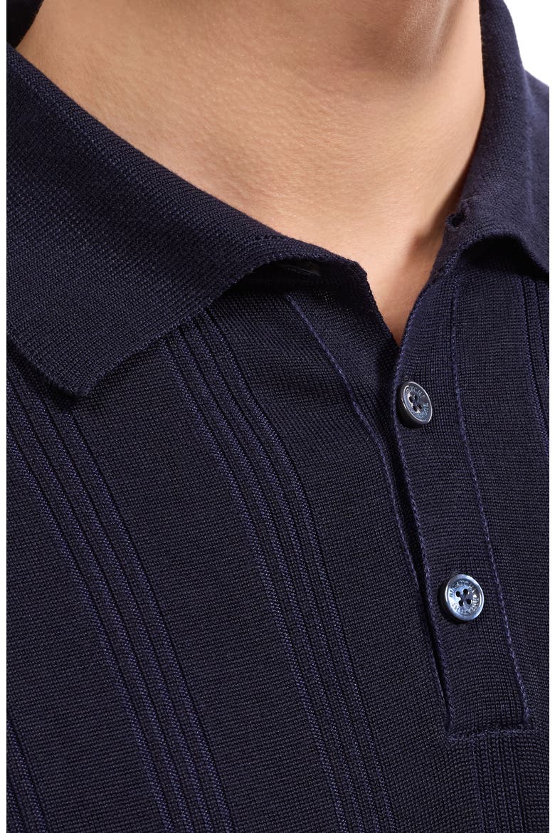 Textured Stripe Polo Sweater, Alternate, color, NAVY