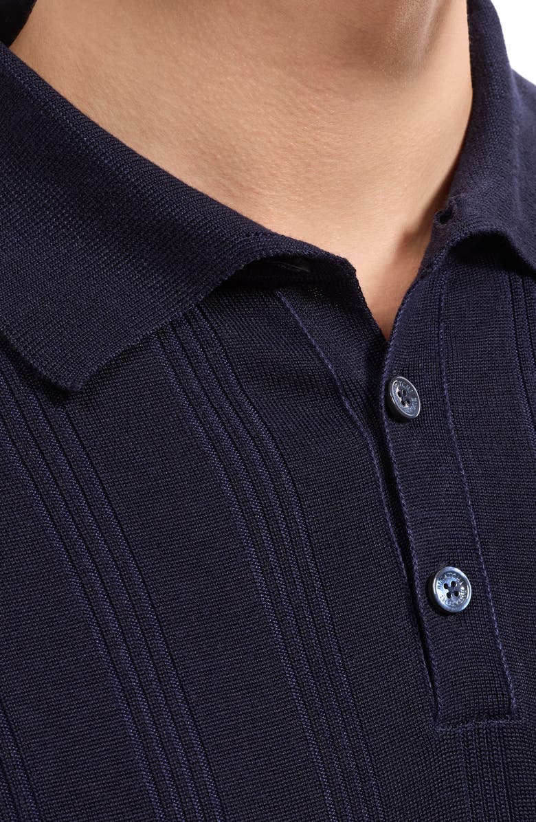 Bugatchi Textured Stripe Polo Sweater, Alternate, color, Navy