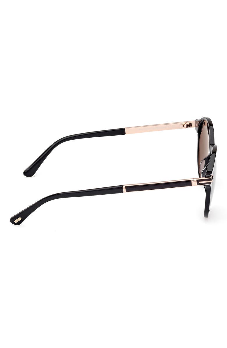 TOM FORD 52mm Round Sunglasses, Alternate, color, Shiny Black / Smoke