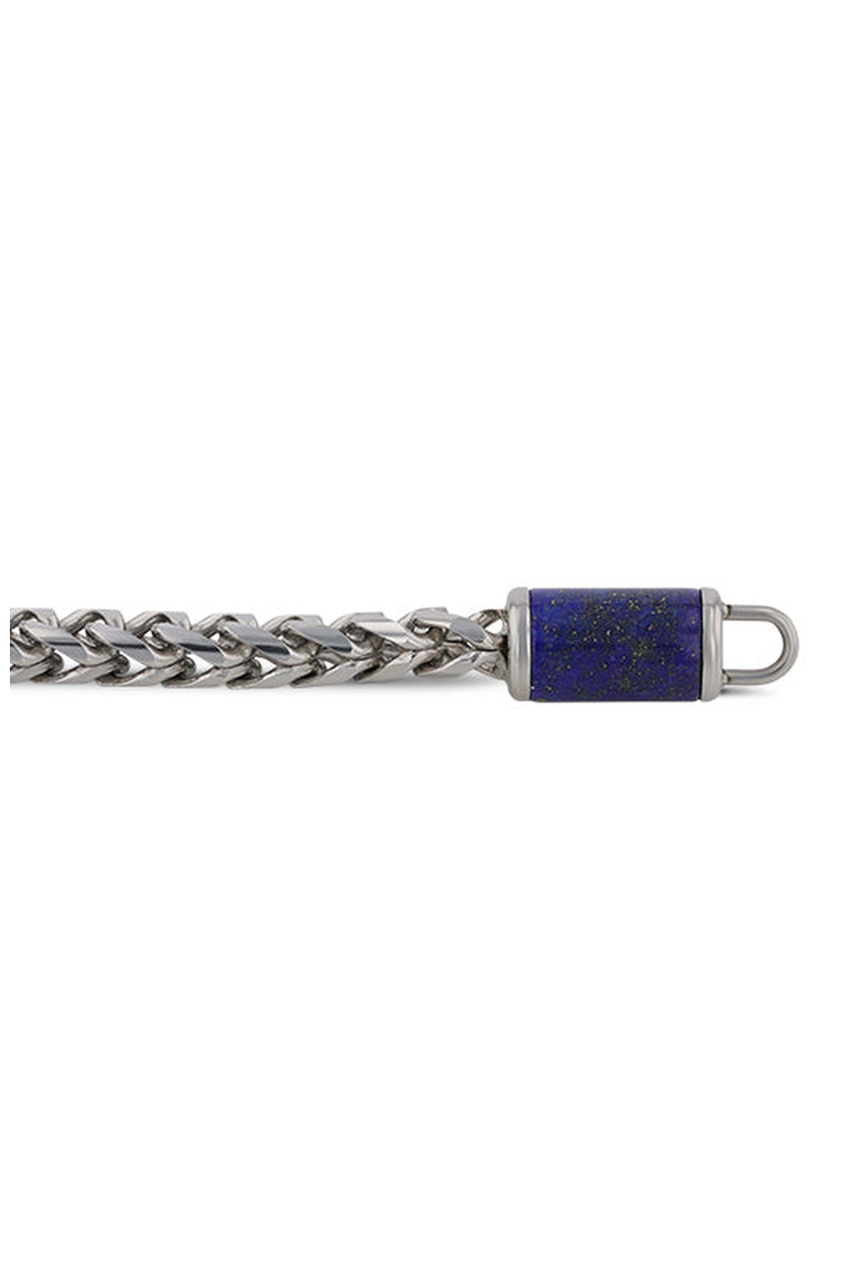 Stainless Steel Bracelet with Lapis Inlay, Alternate, color, Silver