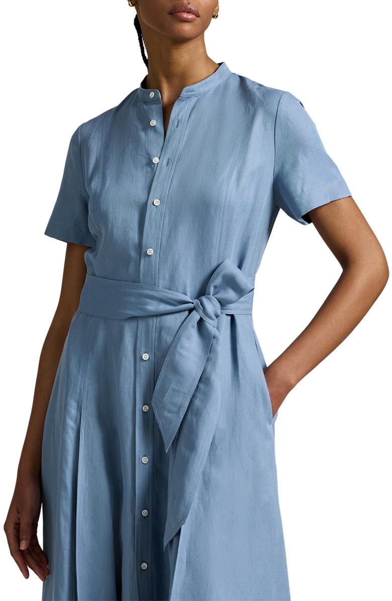 Polo Ralph Lauren Belted Silk Blend Maxi Shirtdress, Alternate, color, 