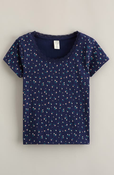 Kids' Lace Trim Pointelle Top (Big Kid)