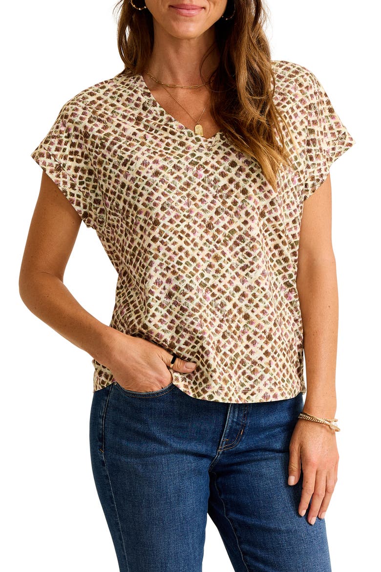 Kauai Gemstone Geo V-Neck T-Shirt, Main, color, COCONUT
