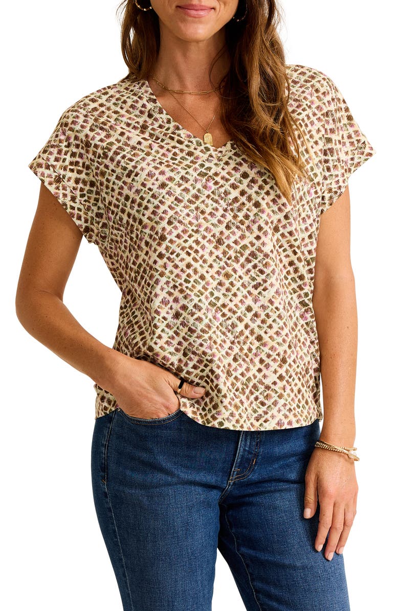 Tommy Bahama Kauai Gemstone Geo V-Neck T-Shirt, Main, color, Coconut