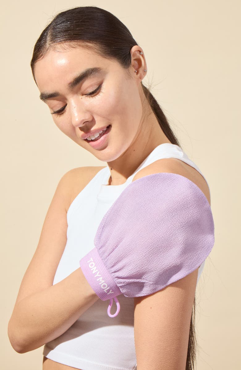 TONYMOLY Plum Bum K-Spa Body Exfoliating Gloves, Alternate, color, Pink