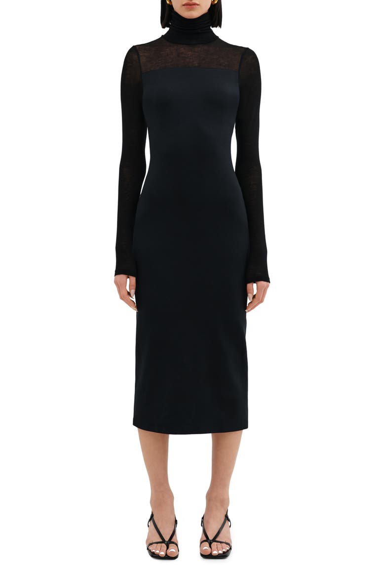 Toronto Long Sleeve Turtleneck Dress, Main, color, BLACK