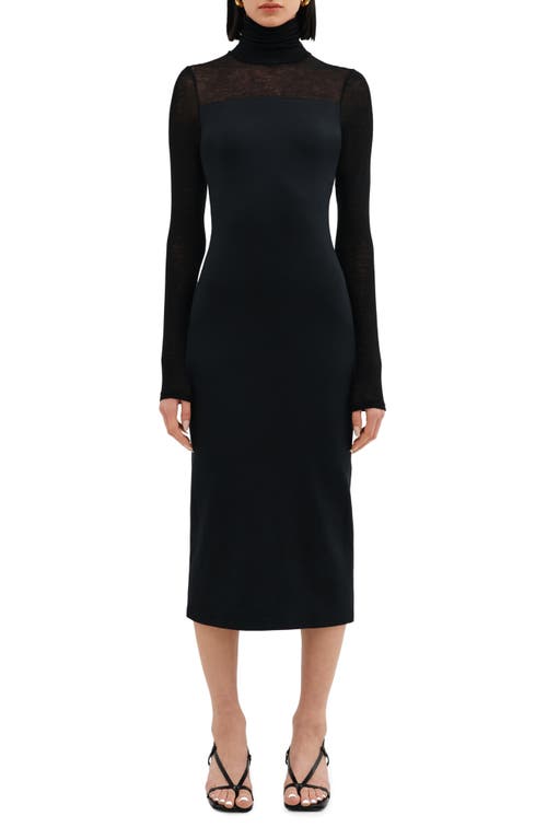 Two Lines By Marcella Toronto Long Sleeve Turtleneck Dress In Black