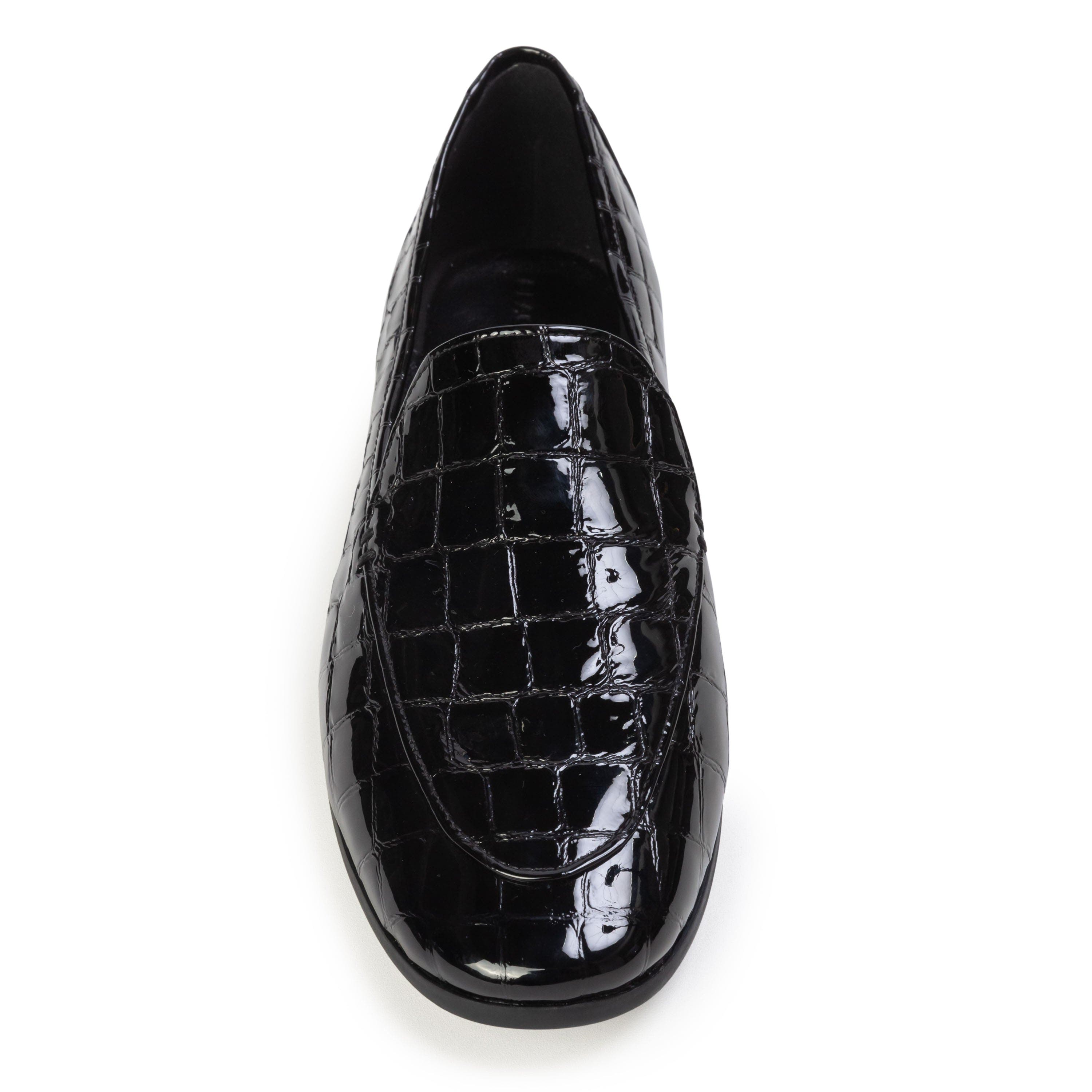Allie Croc Loafer, Alternate, color, Black Croc Patent Leather