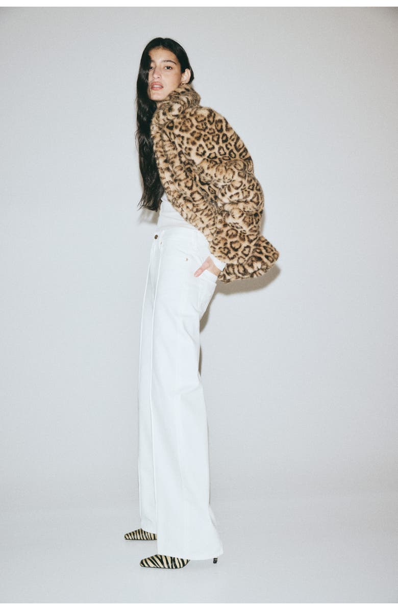 H&M Belted Straight High Jeans, Alternate, color, White