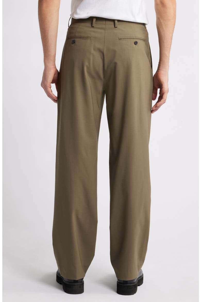 Relaxed Fit Pleated Stretch Wool Dress Pants, Alternate, color, MOSS - F03