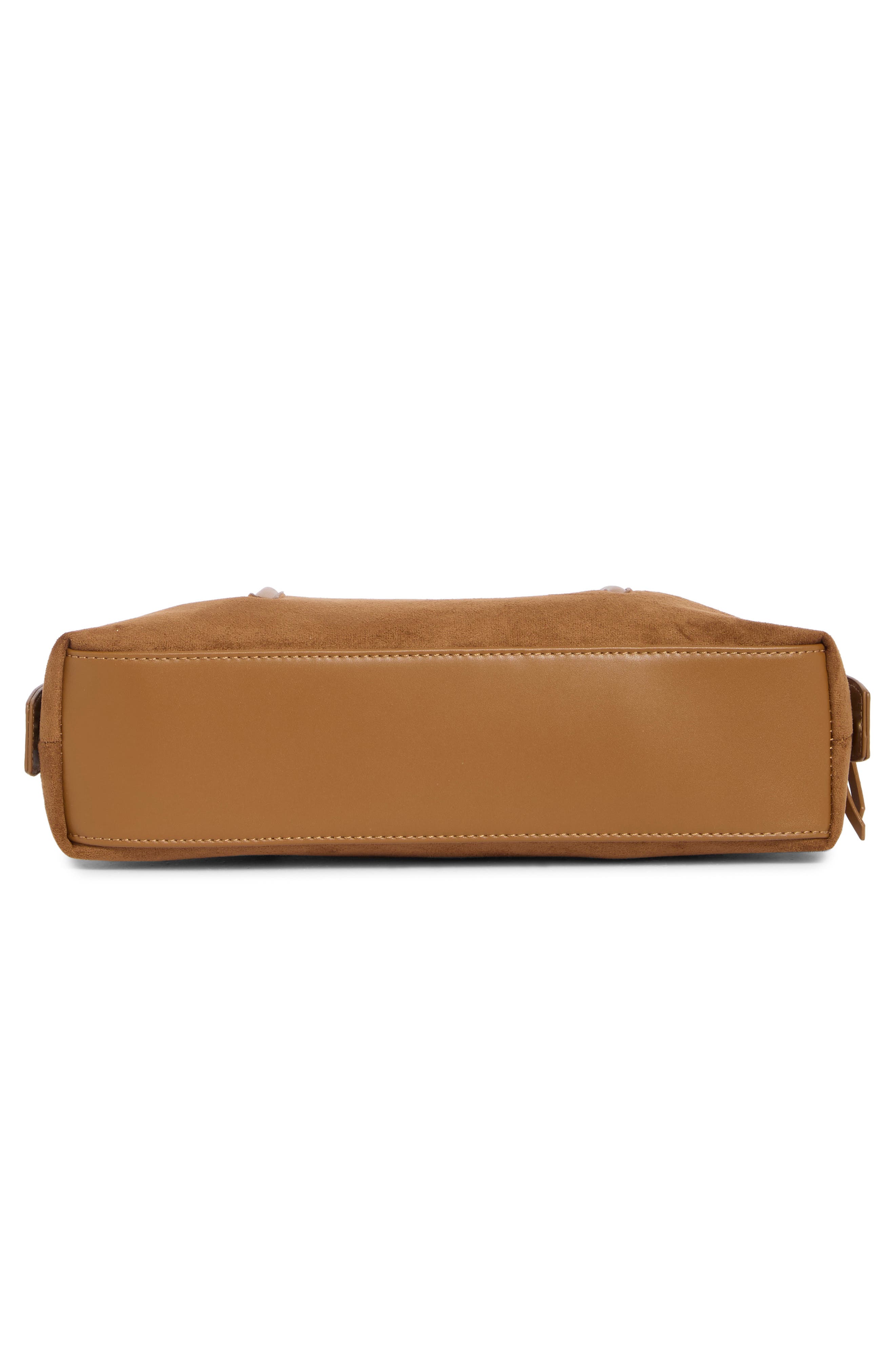 Faux Suede Shoulder Bag, Alternate, color, COGNAC