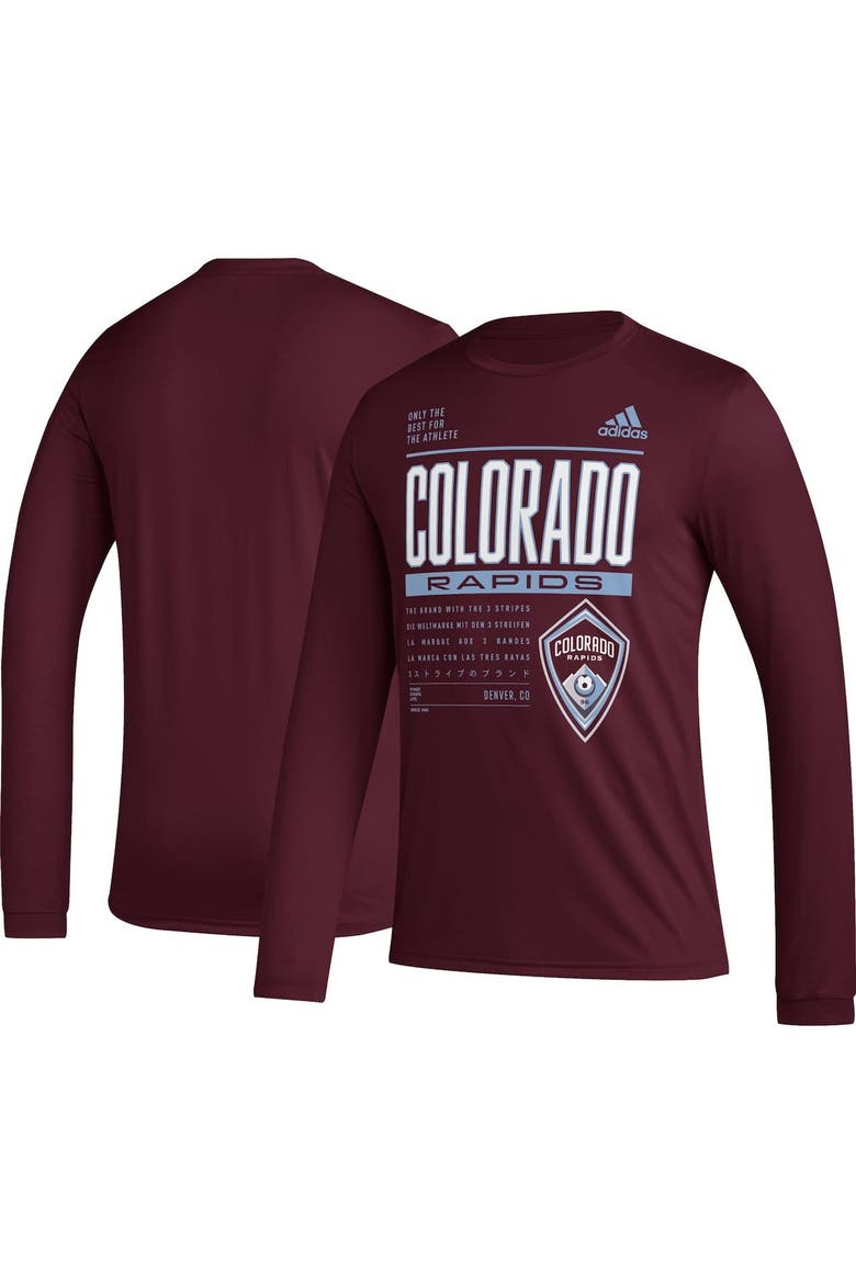 Men's adidas Burgundy Colorado Rapids Club DNA Long Sleeve AEROREADY T-Shirt, Main, color, Burgundy