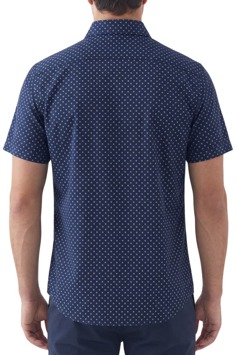 Geometric Print Performance Short Sleeve Shirt, Alternate, color, 41 NAVY