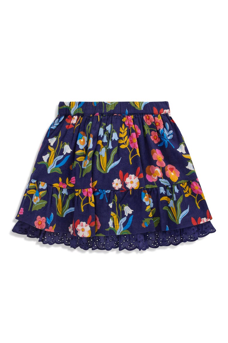 Kids' Floral Cotton Pull-On Skirt, Alternate, color, COLLEGE BLUE PANSY BED
