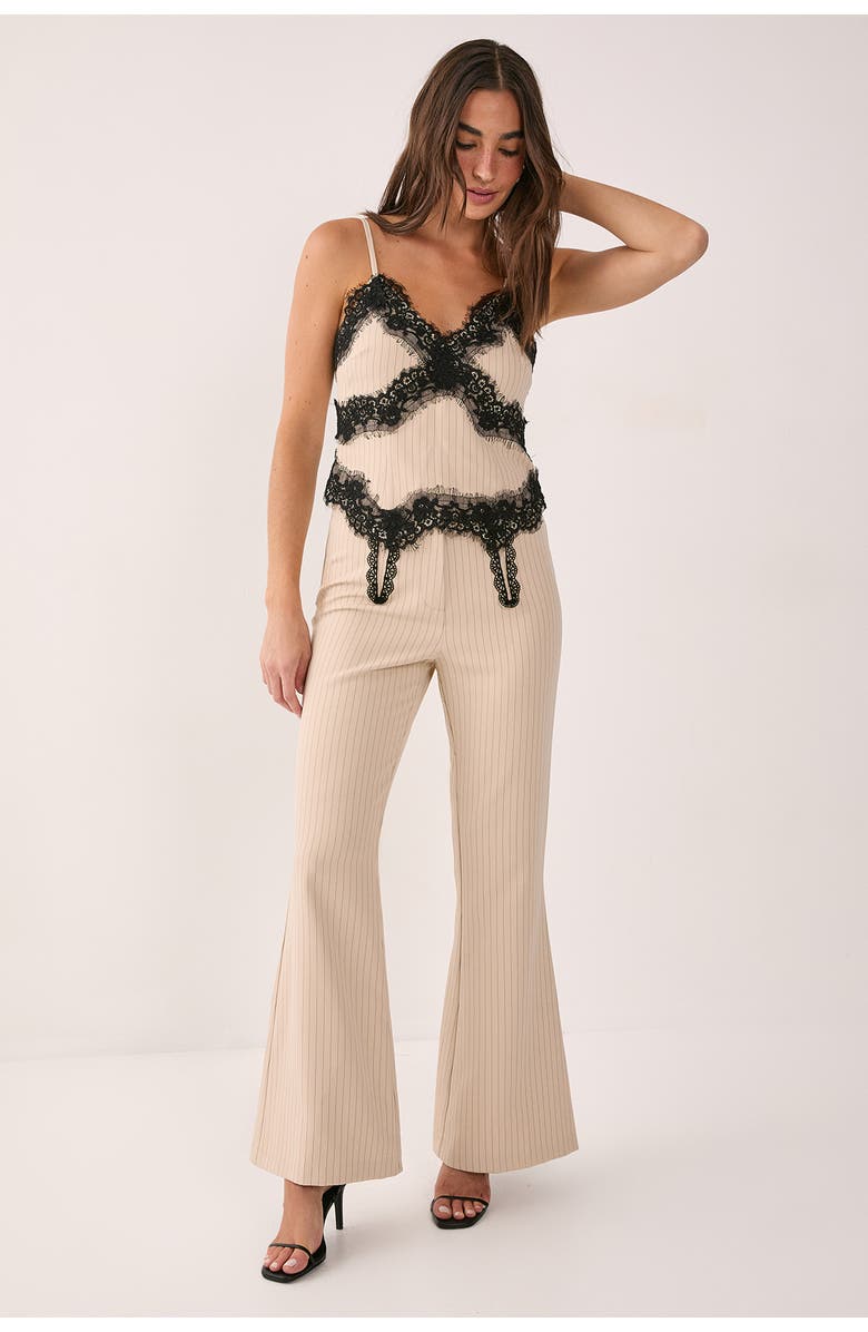 NASTY GAL Lace Trim Tailored Flared Pants, Alternate, color, 
