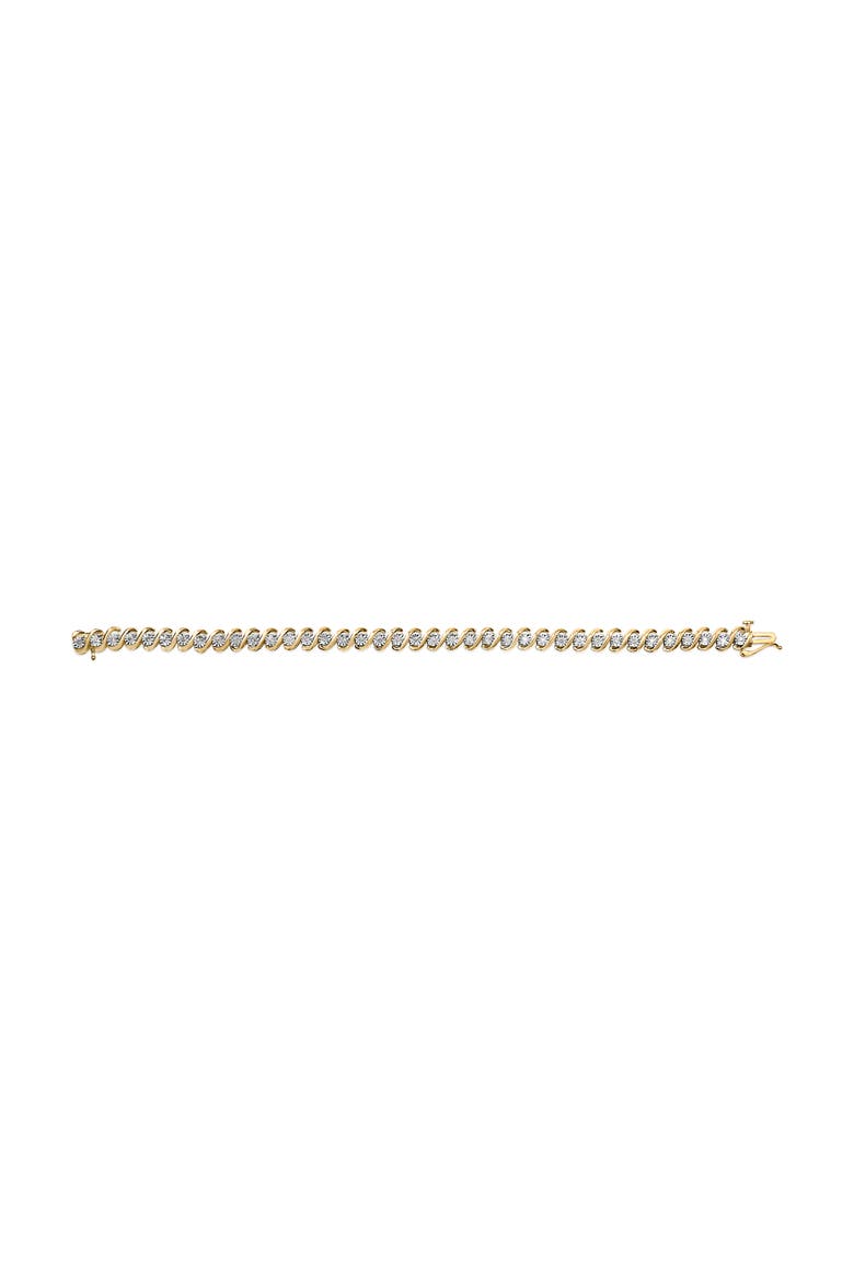 14K Yellow Gold Plated .925 Sterling Silver 1/2 Cttw Round Miracle-Set Diamond S-Curve Tennis Bracelet, Alternate, color, Yellow Gold over Silver